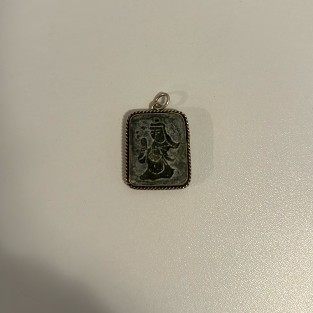 Jade and sterling silver Buddha charm